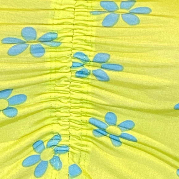 Self Esteem Lime Green and Blue Floral Cinched Ruched Front Halter Top Small NWT - Picture 2 of 4